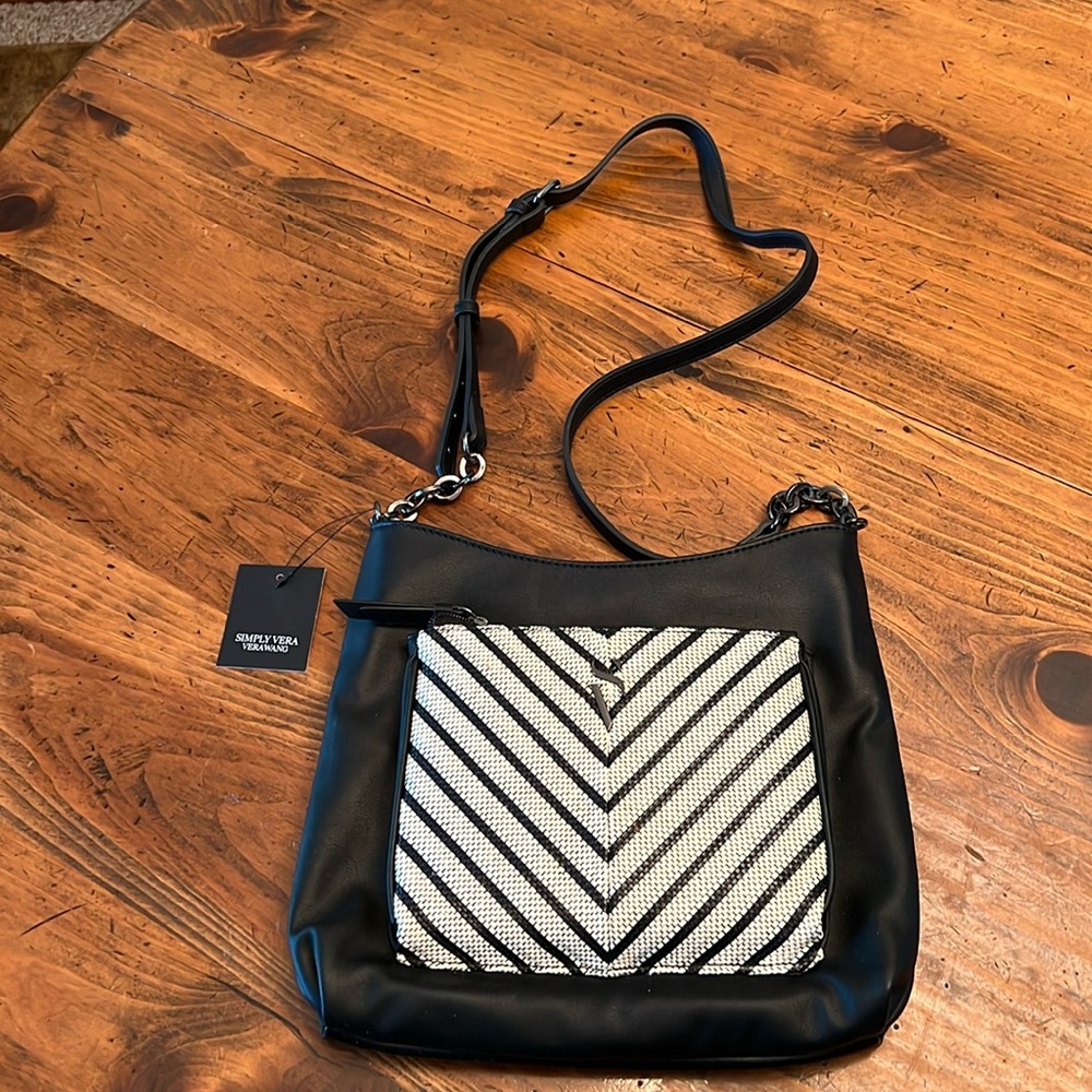 NWT Simply Vera Vera Wang Black White Crossbody Purse